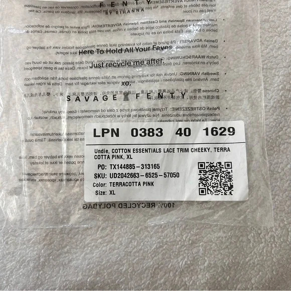 SAVAGE X FENTY Cotton Essentials Lace-trim Cheeky Panty in Terracotta Pink Sz XL - Picture 5 of 5